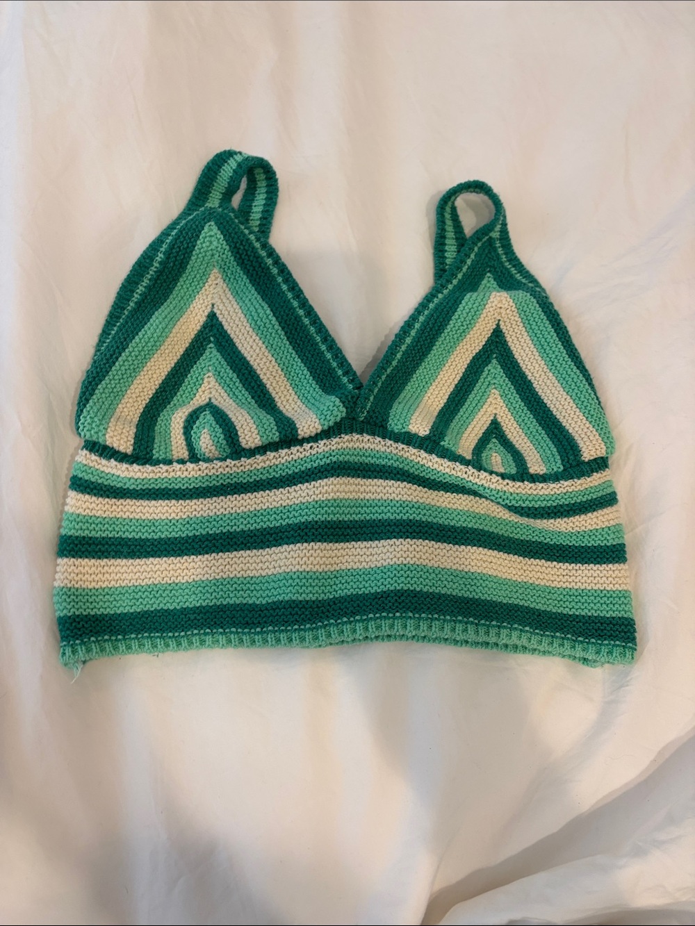 Zara Striped Knit Bralette in Teal, Mint & Cream